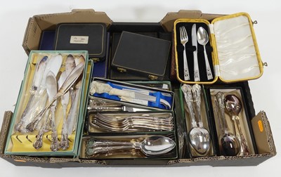 Lot 211 - A collection of silver plated flatware, to...