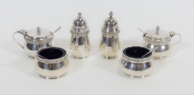 Lot 264 - A matched silver six-piece cruet set,...