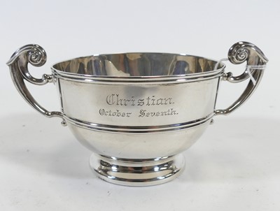 Lot 219 - An Edward VII silver twin handled sugar bowl,...