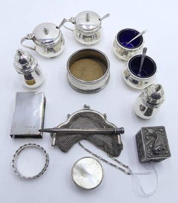 Lot 267 - A collection of silver and white metal items,...