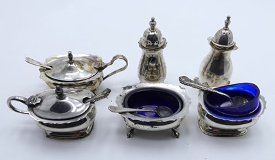 Lot 278 - A George V silver three-piece cruet set,...