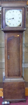 Lot 1169 - A circa 1800 provincial oak longcase clock,...