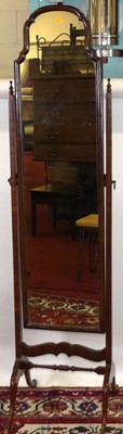 Lot 1171 - A mahogany cheval mirror