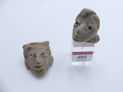 Lot 405 - A Mexican style pottery bust mounted to a...