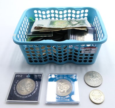 Lot 407 - A collection of pre-decimal coins and bank...