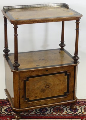 Lot 1185 - A mid-Victorian figured walnut and ebonised...