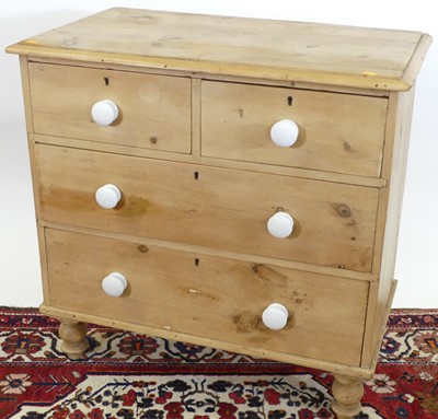 Lot 1190 - A mid-Victorian pine chest of two short over...