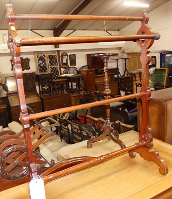 Lot 1215 - A mid-Victorian mahogany turned towel rail,...