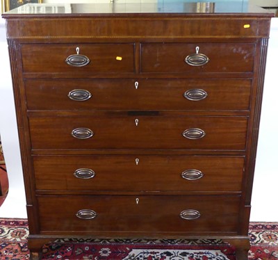 Lot 1221 - A circa 1830 large mahogany and chequer inlaid...