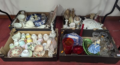 Lot 580 - Four boxes of ceramics and glassware to...