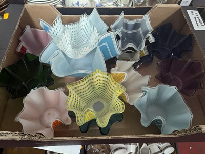 Lot 574 - A collection of glass napkin vases, various...