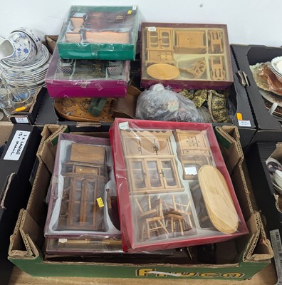 Lot 573 - Two boxes of vintage dolls house furniture