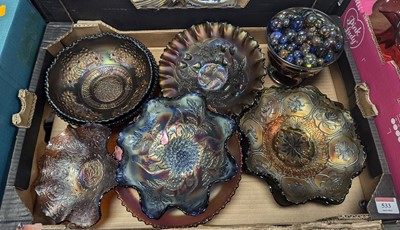 Lot 533 - A collection of carnival glass ware, mainly...