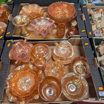 Lot 526 - Two boxes of orange carnival glassware