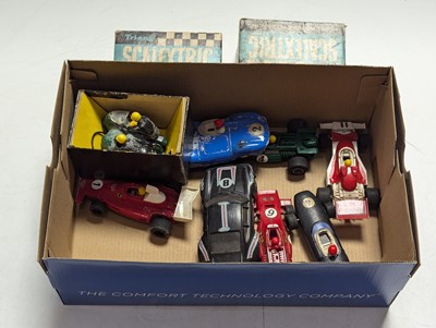 Lot 491 - A Scalextric box and loose group of nine...