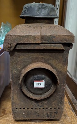 Lot 502 - A vintage cast iron lantern