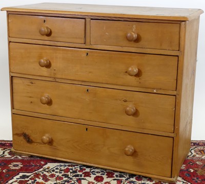 Lot 1230 - A Victorian stained pine chest of two short...