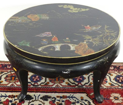 Lot 1254 - An Oriental black chinoiserie lacquered...