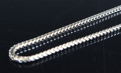 Lot 307 - A modern 18ct white gold snake link necklace,...