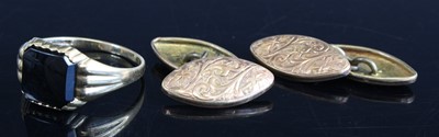 Lot 326 - A pair of 9ct gold and engraved cufflinks;...