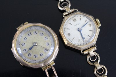 Lot 343 - A vintage lady's 9ct gold cased wristwatch, on...