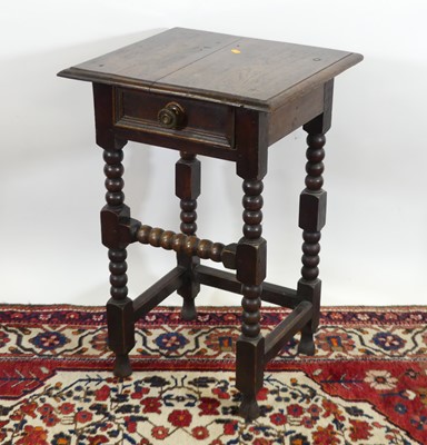 Lot 1307 - A joined oak square single drawer low...