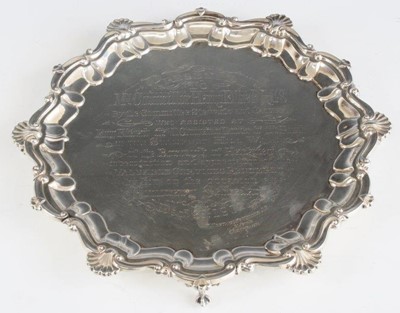 Lot 2204 - An Edwardian silver tray, having a raised...