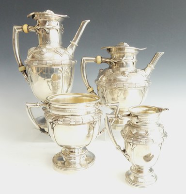 Lot 2216 - An Aesthetic Movement silver four-piece tea...