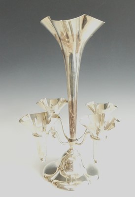 Lot 2234 - An Edwardian silver five-trumpet epergne, the...