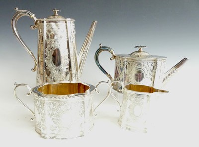 Lot 2142 - A Victorian silver four-piece tea and coffee...