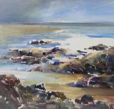 Lot 259 - Ethel Walker (b.1941) - Beach study, oil on...