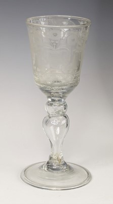 Lot 2075 - A glass wine goblet, probably Dutch or North...