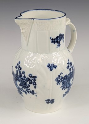 Lot 2060 - A Worcester porcelain mask jug, circa 1770, of...