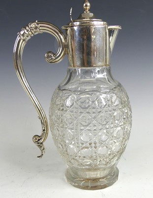 Lot 2090 - A Victorian silver topped cut glass claret jug,...