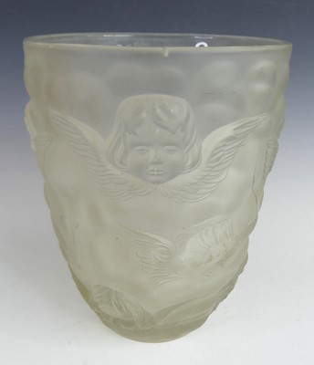 Lot 75 - A moulded and frosted art glass vase, all-over...