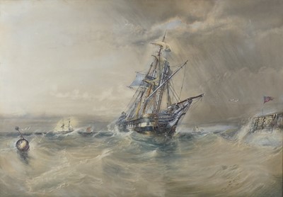 Lot 2501 - Charles Poole - A disabled naval frigate...