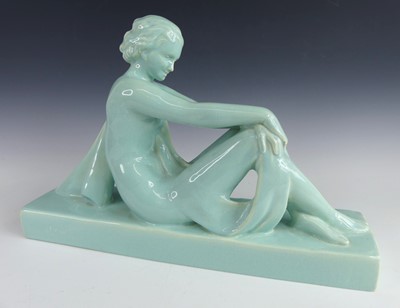 Lot 43 - A large Art Deco turquoise glazed ceramic...