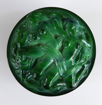 Lot 74 - A French Art Deco moulded malachite glass...