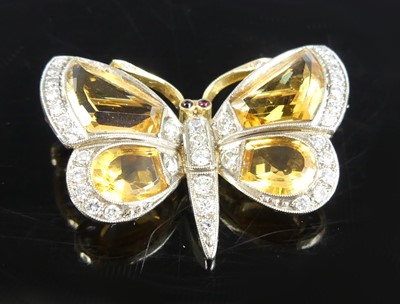 Lot 2297 - A yellow and white metal, citrine and diamond...