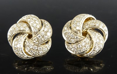 Lot 2332 - A pair of 18ct yellow and white gold, diamond...