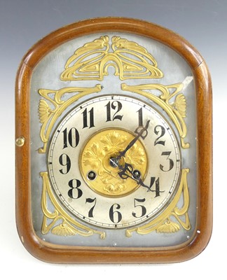 Lot 159 - A French Art Nouveau mahogany cased wall clock,...