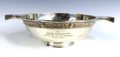 Lot 142 - A 1970s Scottish silver oversize quaich, of...