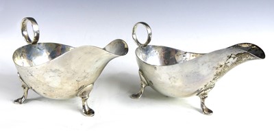 Lot 139 - A pair of late Art Deco silver sauceboats, of...