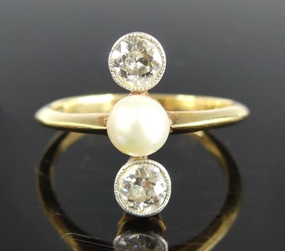 Lot 2284 - An Edwardian yellow metal, pearl and diamond...