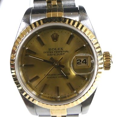 Lot 2390 - A lady's bi-metal Rolex Oyster Perpetual...