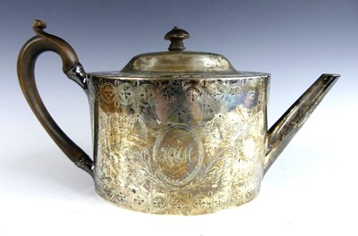 Lot 2228 - A George III silver teapot, of elliptical form...