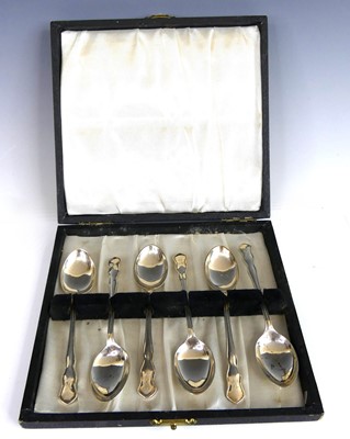 Lot 259 - A cased set of six George VI silver teaspoons,...