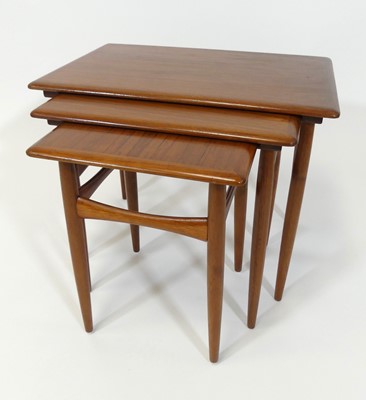 Lot 377 - A 1960s Danish teak nest of three occasional...