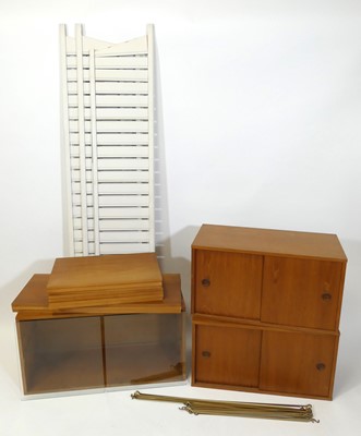 Lot 387 - A 1970s Ladderax teak modular wall unit,...