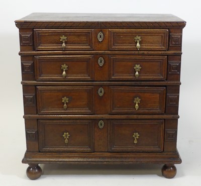 Lot 2553 - A Jacobean period oak chest, having four long...